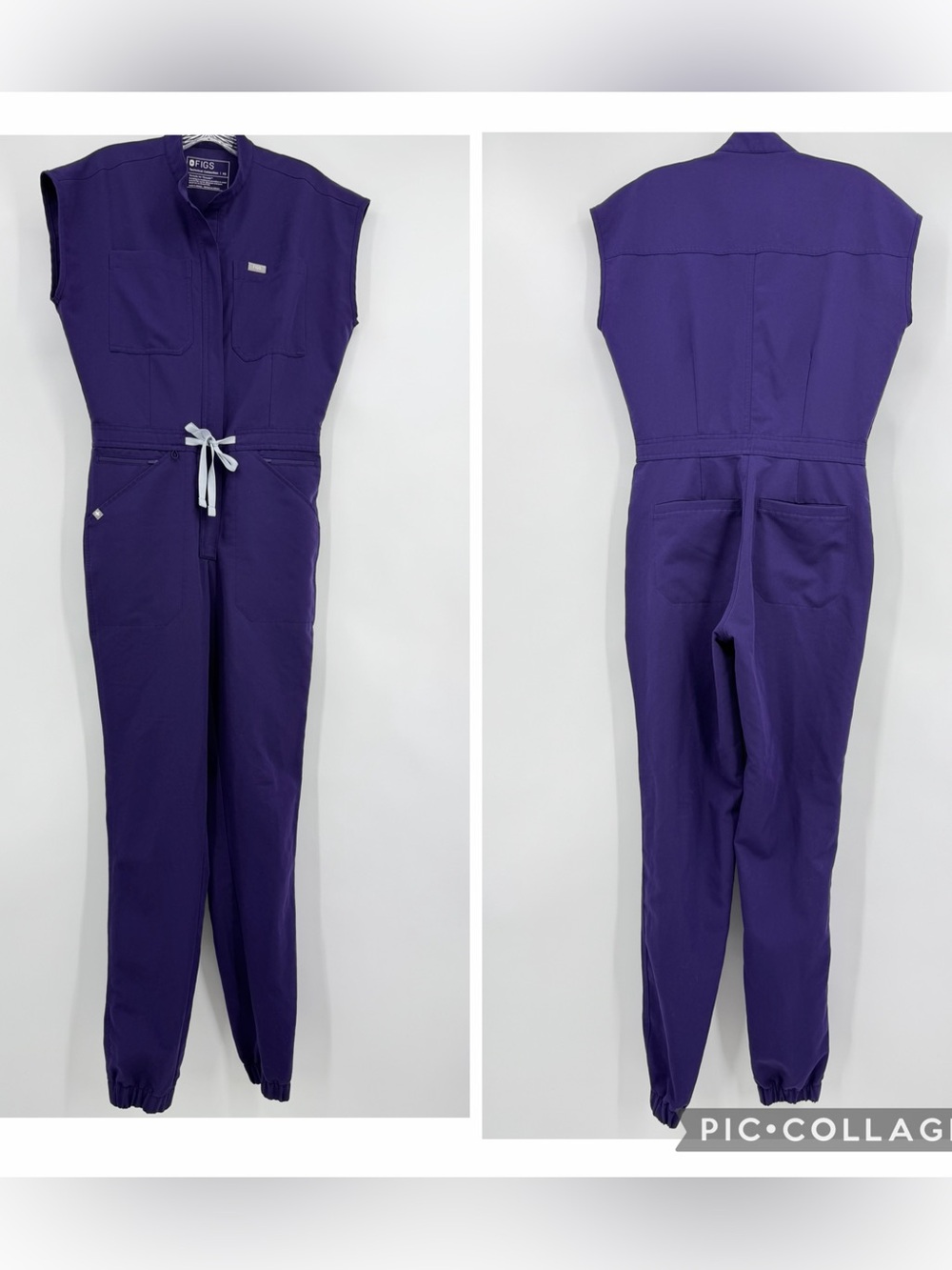 Figs Rafaela Cargo Scrub Jumpsuit Purple Size XS